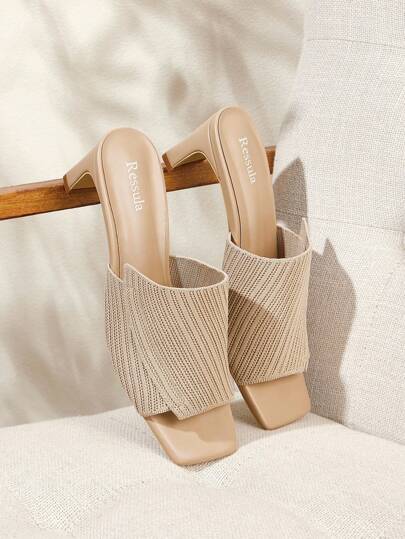 Ressula 女士时尚杏色舒适高跟凉鞋