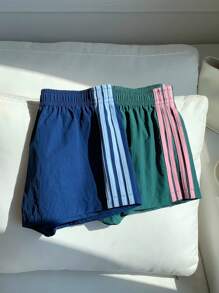 Comfortcana 女式松紧腰侧条纹宽松休闲短裤 - 彩色 - 查看 1