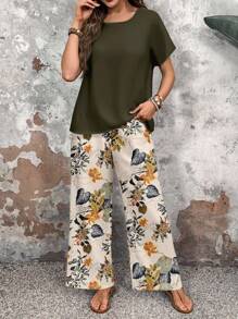 EMERY ROSE Women's Casual Floral Print Fitted 2 Pieces Set, Spring/Summer - Multicolor - View 7