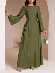 Veilorie Women's Mint Green Extra Long Dress With Back Ribbon Tie, Summer