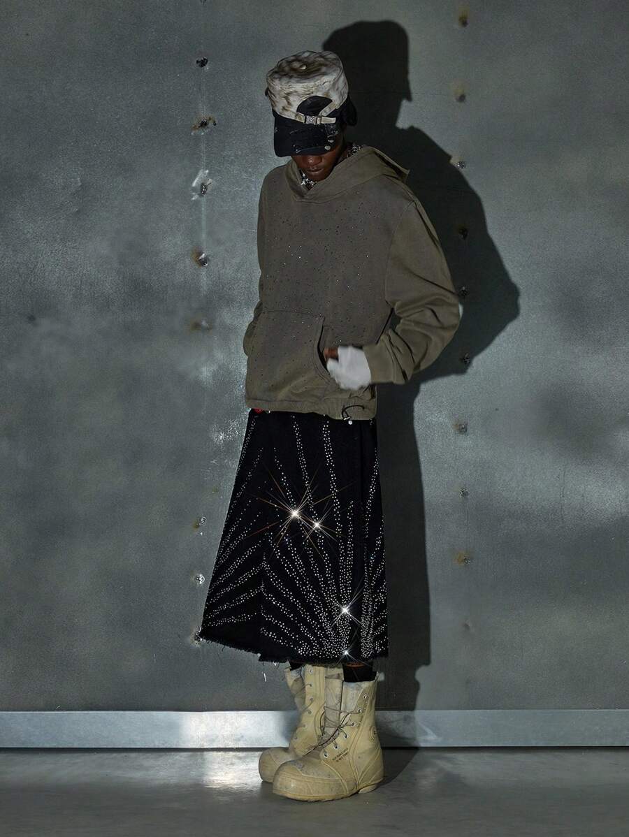 NEON BLANC Men's Street Fashion Woven Short Black Denim Shorts