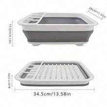 SHEIN 1 件可折叠碗碟晾干架带餐具架节省空间塑料厨房收纳架适用于家庭房车露营旅行拖车速干轻便便携式紧凑型设计碗碟沥水架收纳架厨房必需品 - 彩色 - 查看 2