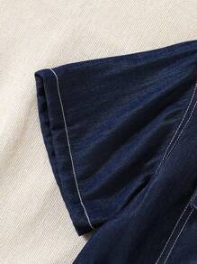 SHEIN Explorewe 2pcs Boys Sky Blue Jeans Style Casual Set, Soft Fabric, Comfortable, Suitable For Summer, Outdoor, School, Travel, Photography, All Occasions, Must-Have For Teen Boys Boys Woven Shirt Short Sets Boys 2 Piece Outfit Set Dark Blue Boys Outfit Royal Blue Boys Shirt And Shorts Set Boys Summer Outfit,Back To School Clothes