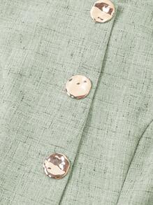 Ellevyn 女士法式无袖马甲，配有大号金属纽扣，适合通勤 - 薄荷綠 - 查看 6