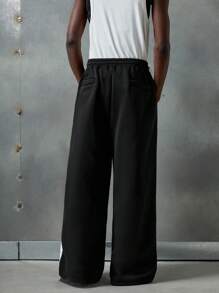 NEON BLANC 男士街头风格字母印花宽松针织运动裤 - 黑色 - 查看 3