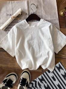 SHEIN ModeFlare Wear Young Boy Casual Minimalist Car Graphic Round Neck Short Sleeve T-Shirt, Suitable For Summer, Contains Cotton
