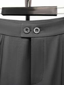 Selianne 女士优雅修身腰部设计喇叭裤，纯色休闲裤 - 深灰色 - 查看 4