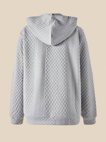 SHEIN Explorewe 时尚少女简约纯色连帽休闲长袖拉链卫衣灰色拉链卫衣女童灰色连帽外套少女青少年灰色外套 - 淺灰色 - 查看 7