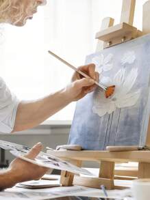 5pcs Fan Brush For Painting, Oil Acrylic Paint Brushes Artist Fan Brushes Nylon Hair Long Wood Handle Painting Brush For Acrylic Watercolor Oil Gouche Painting - Multicolor - View 3