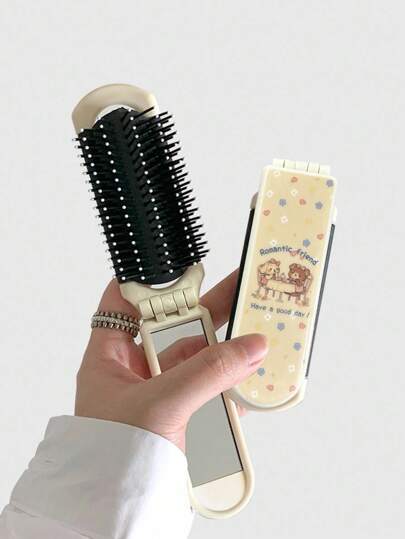 Kawaii 1 pezzo Pettine pieghevole con peluche di pepite di Teddy e or, spazzola portatile (posizione Pn Random)