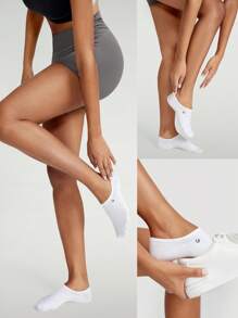 GLOWMODE 3 Pairs Invisible No-Show Socks Walk A Mile Soft Grip Daily Studio Workout Gym