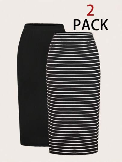 SHEIN LUNE 2 piezas Conjunto de falda casual de mujer a rayas y de un solo color Falda lápiz Faldas de verano Faldas maxi Veranos, Mujer Casual de Negocios Mujer Vuelta al Colegio Maestra Oficina Trabajo Mujer Verano Colegio Vuelta al Colegio Aeropuerto Salidas Estilo Dinero Viejo Otoño 2000 Estilo Boho Salida Aeropuerto Conjunto de 2 piezas Falda a rayas 2 piezas Conjunto de faldas Faldas de mujer Falda negra Faldas de mujer