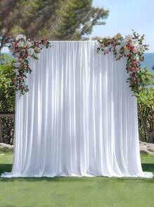 4 件套白色透明窗帘，适用于派对、婚礼；透明雪纺窗帘、生日派对、拍照背景装饰春夏派对装饰 - 白色 - 查看 3