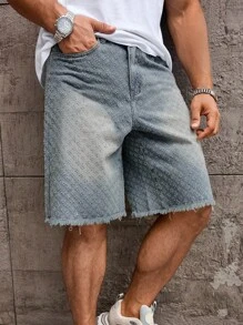 Manfinity Homme 男士口袋破洞宽松休闲时尚牛仔短裤