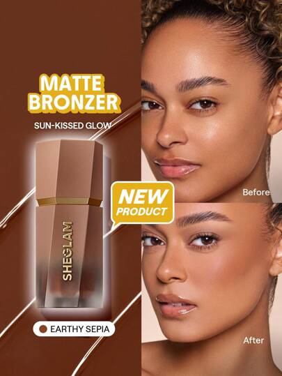 Sun Beam Matte Liquid Bronzer-Erdiger flüssiger Bronzer, nicht fettend, langanhaltend, natürlich matter Bronzer, Bräunung, schwerelose Kontur Marke Schönheit Make-up Kosmetik für Damen Mädchen Perfekt für Herbst Winter Ideal für Y2K Schick Mode Geeignet für Geburtstag Weihnachten Präsent Party Fertig Beste Farbe