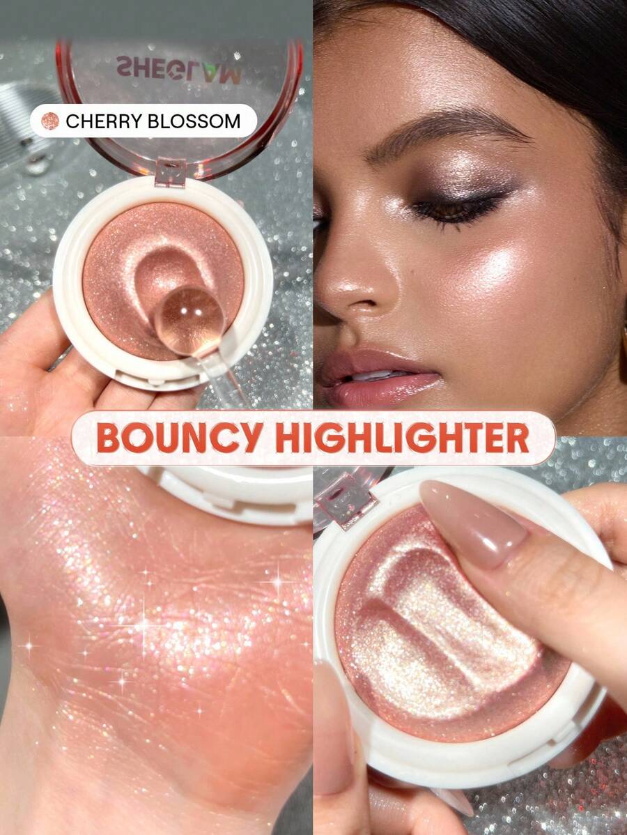 SHEGLAM Glowchi Bouncy Highlighter-Cherry Blossom Brand Beauty Makeup Face Paint Cosmetic For Women Girls Perfect For Winter Spring Ideal For Y2K Fancy Fashion Suitable For Birthday Gift Party Ready Best Color - Cherry Blossom - View 1