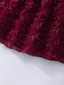 Glamorique Kids Young Girl Solid Color Faux Shirred Cap Sleeve Floral Patchwork Elegant Summer Dress, School, Campus, College Summer Holiday