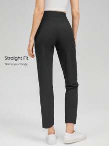 GLOWMODE 25'' VitalSwift Ultra-Light Petite Tapered Slim-Fit Slit Work Joggers Pants With Side Pockets Daily Casual Fall