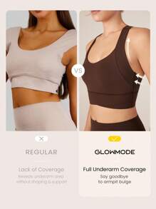 GLOWMODE FeatherFit™-Sculpt Full Coverage Side Support Wide Strap Crossover Sports Bra Light Support Low Impact Yoga Daily