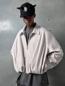 NEON BLANC Giacca da uomo con chiusura lampo e colletto a righe a contrasto, adatta per autunno e inverno