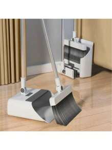 1 件 2 合 1/4 合 1 扫帚和簸箕套装，家用清洁扫帚，带不粘毛发去除器和橡胶扫帚，垃圾清扫器 - 彩色 - 查看 5