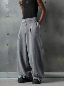 NEON BLANC 男士街头风格灰色针织宽松刺绣运动裤 - 灰色 - 查看 2