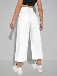 SHEIN ICON Damen Jeans in großen Größen, gerade geschnitten, einfarbig