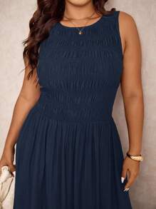 Elaquor 大码女式黑色无袖弹力修身中长连衣裙，适合度假、通勤和日常穿着