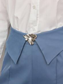 Modelyn Fashionable New Elegant Commuting Metal Buckle Waist Design Women Pants Fall Cloth For Women - Dusty Blue - View 5