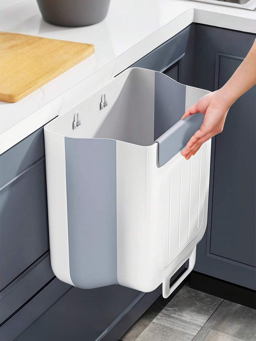 SHEIN Large Capacity Kitchen Folding Garbage Bin Cabinet Hanging Garbage Storage Bin Thickened Material And Large Diameter Design Portable Household Kitchen/Desktop Artifact - Multicolor - View 1