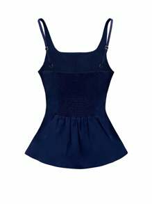INAWLY Brown Pleated Women's Camisole (4-Way Stretch) - Royal Blue - View 2