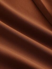 SHEIN MOD 棕色休闲办公室女士西装裤配腰带，复古风格女士正装裤商务休闲女秋冬 - 棕色 - 查看 4