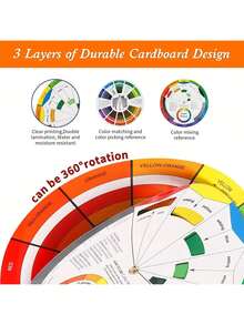 1pc Multi-Color Round Color Wheel Puzzle & Multifunctional Color Mixing Card Back To School,Back To School,School Supplies - Multicolor - View 4