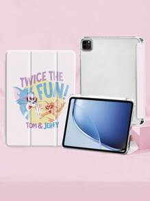 TOM & JERRY X SHEIN 1pc Cute And Creative Cartoon Collaboration, High-End Texture, Simple, Fully Transparent, Shockproof And Fashionable Pad Case. Halloween And Christmas Gift, Compatible With IPad/