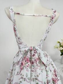 Glamine Váy midi họa tiết hoa trắng cho nữ Váy suông trắng cho nữ Váy midi họa tiết hoa Váy cô hầu gái Váy tiệc trà Váy dự tiệc cưới cho nữ - trắng - Xem 5