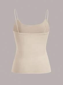 SHEIN EZwear 4 Set 4 Pairs Assorted Black, Brown, Beige, White Basic Camisole Tops, Suitable For Summer Back To School - Multicolor - View 5