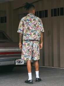 AXEPEAK 2 件男士 Polo 衫和短裤套装，宽松版型 - 彩色 - 查看 3