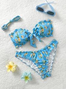 Soleia 全新碎花扭纹抹胸比基尼套装，可爱、卡哇伊露肩圣诞上衣，适合学校返校服装，女士返校秋季服装，哥特女装，俱乐部服装，女士性感万圣节服装，外出服装，音乐会服装，乡村音乐会服装 - 彩色 - 查看 7