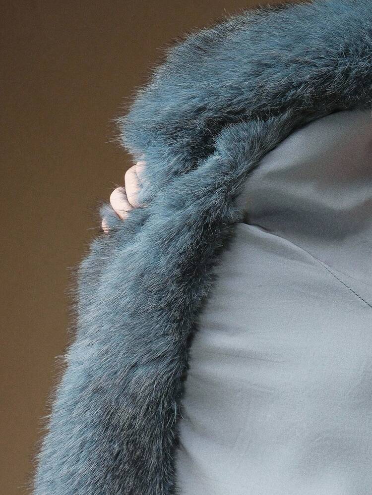 女性用ファッショナブルで上品なフェイクファージャケット、秋冬用