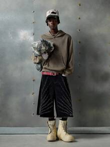 NEON BLANC Men's Street Fashion Woven Short Black Denim Shorts