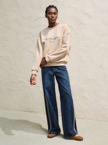 Maija 女士圆领长袖休闲运动衫、日常穿着、节日 - 杏色 - 查看 4