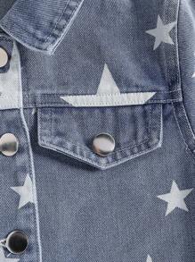 Jaket Denim Lengan Panjang Motif Bintang untuk Anak Laki-laki dan Perempuan, Jaket Jeans Biru Muda, Musim Gugur, Hari Karier, Kembali ke Sekolah - Light Wash - View 8