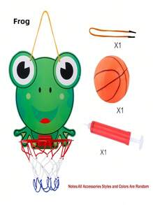 Set Topi Basket Portabel untuk Anak-Anak, Desain Kartun, Mainan Olahraga Gantung Luar/Dalam Ruangan untuk Anak Laki-Laki dan Perempuan, Bahan Karton Tahan Lama - MultiWarna - View 3