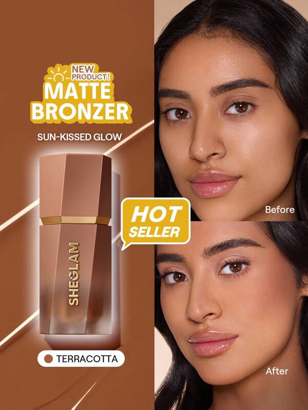 SHEGLAM Sun Beam Matte Liquid Bronzer-Terracotta Bronzer Liquid Non-Greasy Long Lasting Natural Matte Bronzer Bronzing Weightless Contour Graduation Birthday Holiday Summer Fall Autumn Y2K Fancy Fashion Women Makeup Cosmetic Party Beach Travel Camping Outdoors School Campus Trip Festivals Decor Gift Present Rose Girl Cosplay Best Color Charm Vibe