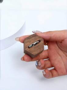 1 件六角形胡桃木首饰架，木制珠宝展示架，戒指展示架，送给女朋友、情人节、订婚的完美礼物 - 彩色 - 查看 6