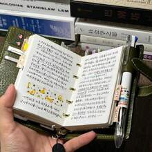 SHEIN 1 件 M5 三折活页笔记本、小众记录、打卡、日程表、笔记本、学校用品、返校、学校用品 - 綠色 - 查看 8