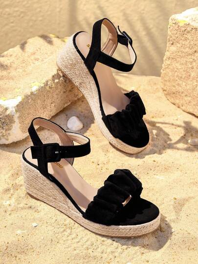 Styleloop Sandalias de plataforma y cuña de cuerda tejida para mujer, estilo de vacaciones BOHO chic, atuendo retro de música country americana para festival