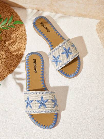 Styleloop Sandalias planas para mujer, estilo bohemio, retro americano, bohemio, occidental, festival de música, fiesta, playa, vacaciones