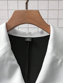 Modelyn Plus Size Elegant Commuting Colorblock Pleated Blazer Jacket In Fall/Winter - Multicolor - View 6