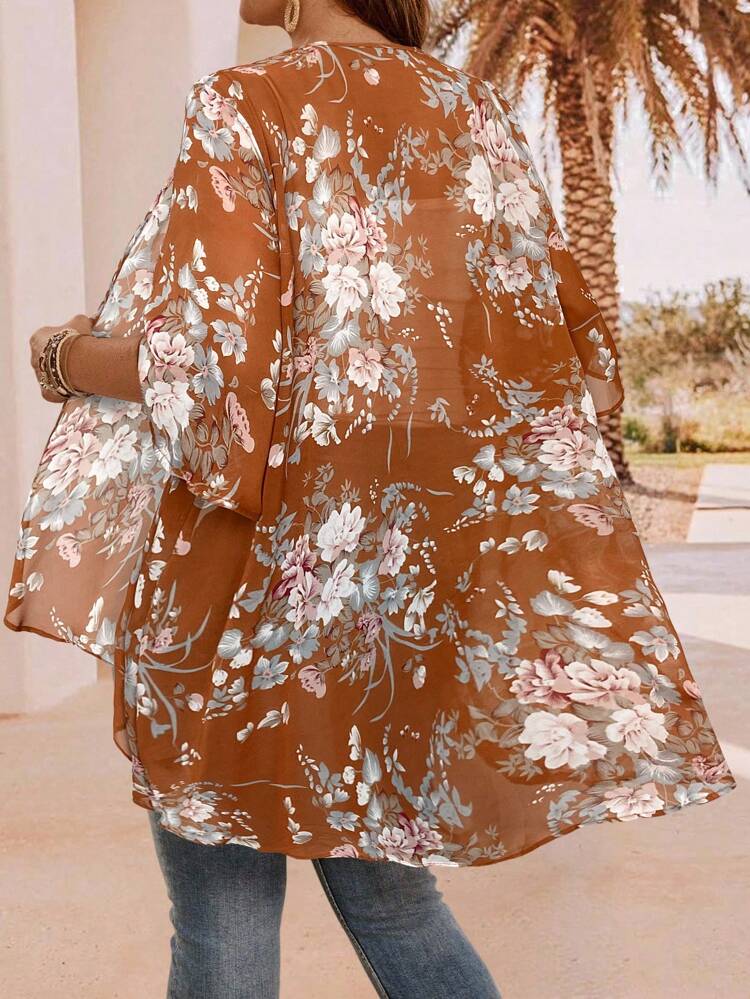 Plus Size Elegant Asymmetrical Hem Front Open Lightweight Summer Jacket,Country Casual Vacation Outfits Woman,Simple And Fashionable For Everyday Wear,Summer Outfits For Women,Western Wear Women In Fall/Winter